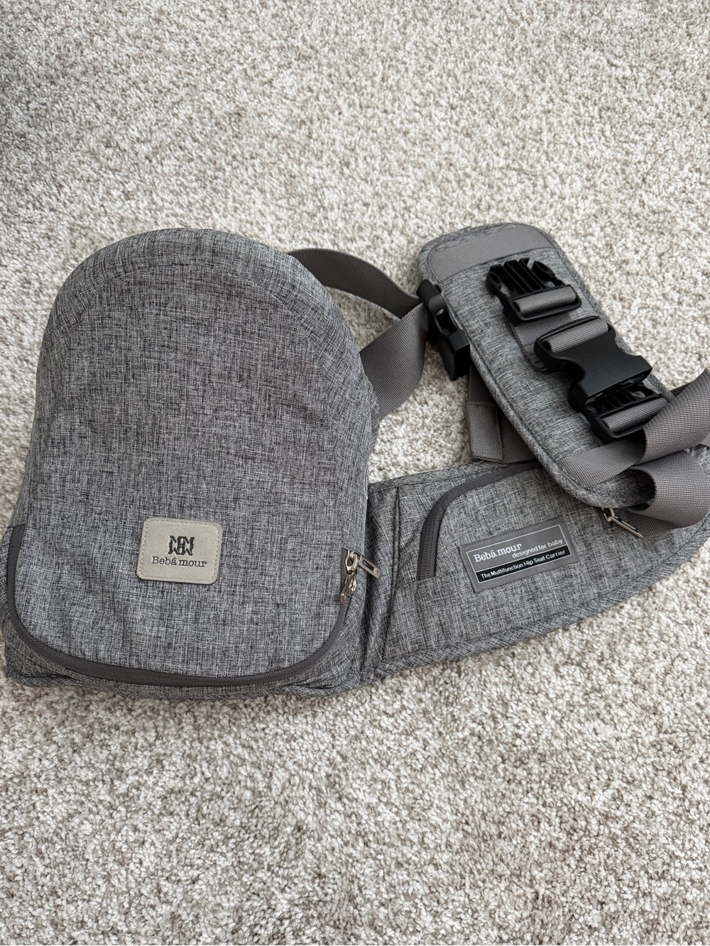 Bebamour Foldable Baby Hip Seat
Carrier - Ergonomic Gray Waist Stool 0-36 months